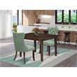Pemberly Row 3-Piece Dining Set in Mahogany/Willow Green Faux Leather