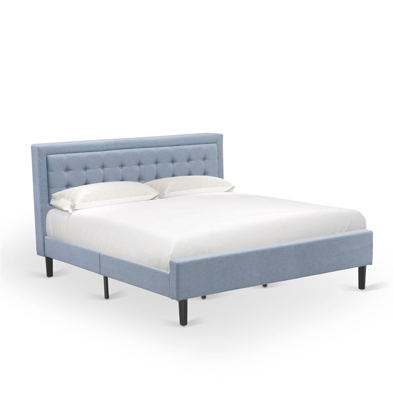 Pemberly Row 2-Piece King Bedroom Set with Denim Blue Fabric