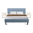 Pemberly Row 3-Piece King Platform Bedroom Set in Denim Blue Upholstery