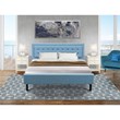 Pemberly Row 3-Piece King Platform Bedroom Set in Denim Blue Upholstery