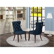 Pemberly Row Faux Leather Parson Dining Chairs in Navy Blue (Set of 2)