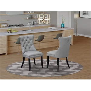 Pemberly Row Parson Dining Chair in Faux Leather Light Gray Upholstery