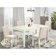Pemberly Row 5-Piece Wood Dining Set with Fabric Seat in White