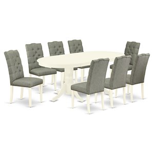 Pemberly Row 9-Piece Dinette Set with Pedestal Table and White Finish