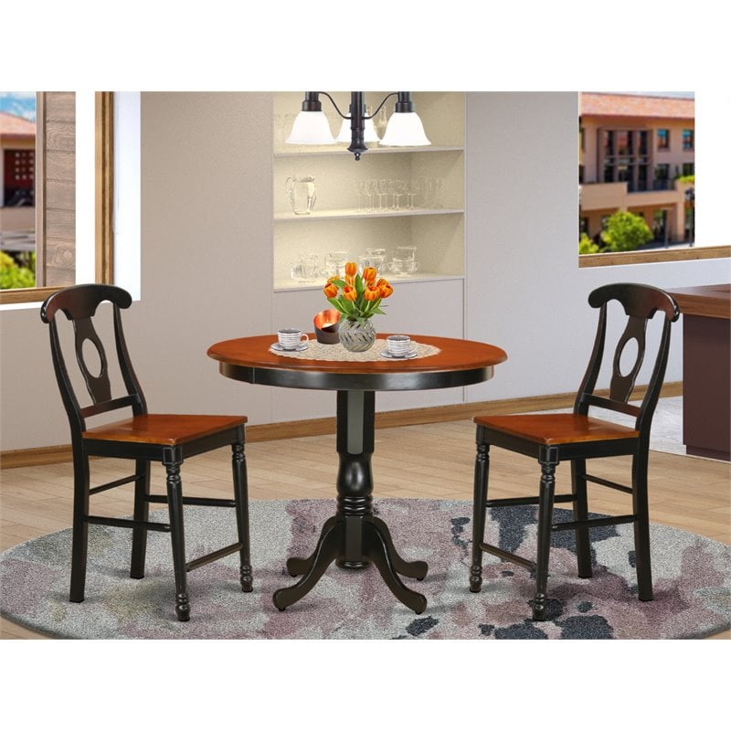 Pemberly Row 3-Piece Wood Dining Set in Black and Cherry Finish