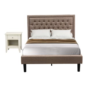 Pemberly Row 2-Piece Full Bedroom Set with Dark Khaki Linen Headboard
