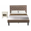 Pemberly Row 2-Piece Full Bedroom Set with Dark Khaki Linen Headboard