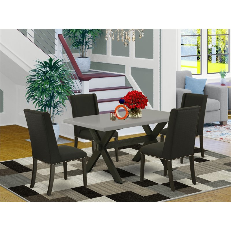 Pemberly Row 5-Piece Wood Dining Set in Black and Cement Finish