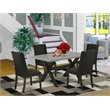 Pemberly Row 5-Piece Wood Dining Set in Black and Cement Finish