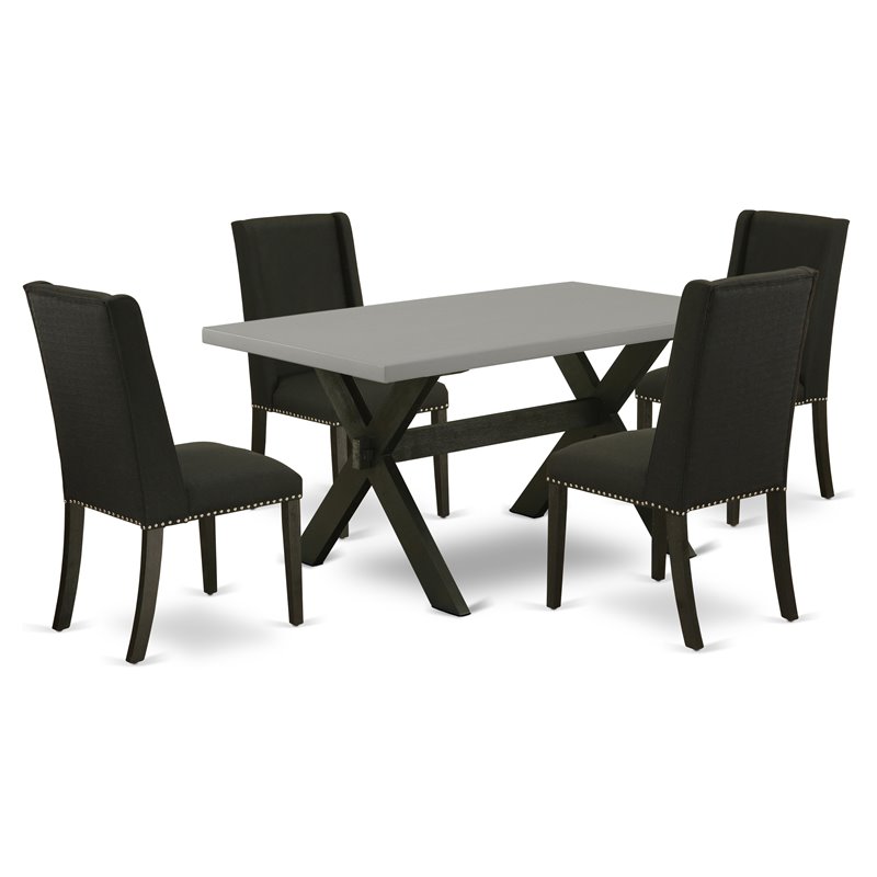 Pemberly Row 5-Piece Wood Dining Set in Black and Cement Finish