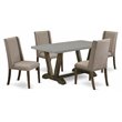 Pemberly Row 5-Piece Wood Dining Set in Jacobean Brown and Cement Finish