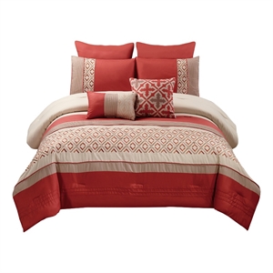 Pemberly Row 8-Piece King Comforter with Geometric Embroidery in Orange
