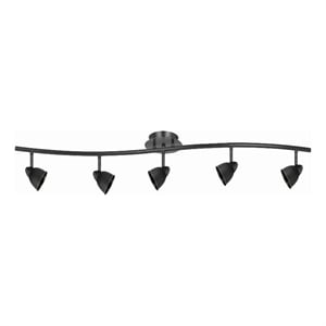Pemberly Row 5-Light Track Light Fixture with Round Shades in Black