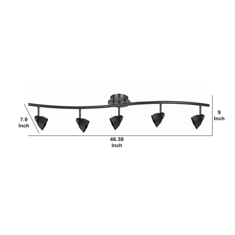 Pemberly Row 5-Light Track Light Fixture with Round Shades in Black