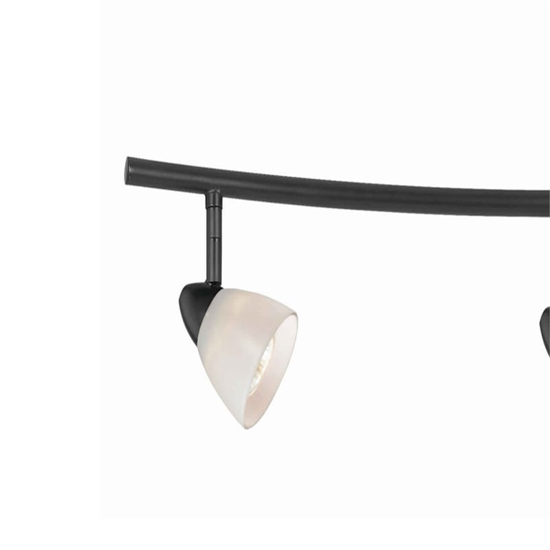 Pemberly Row 5-Light Track Fixture with Glass Shades in Black & White