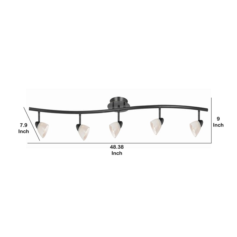 Pemberly Row 5-Light Track Fixture with Glass Shades in Black & White