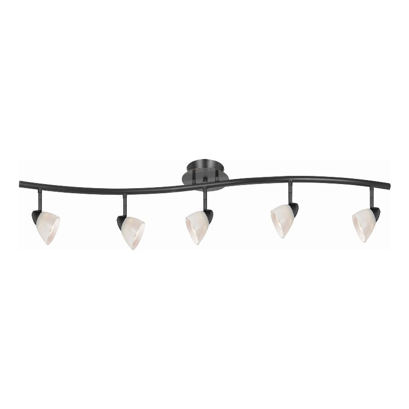 Pemberly Row 5-Light Track Fixture with Glass Shades in Black & White