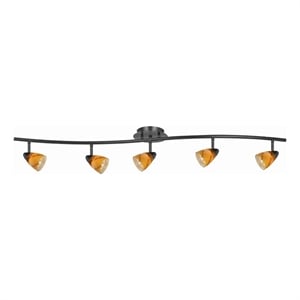 Pemberly Row 5-Light Track Fixture with Glass Shades in Black & Yellow
