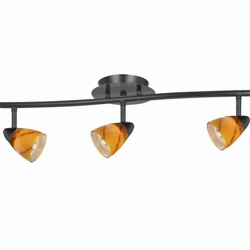 Pemberly Row 5-Light Track Fixture with Glass Shades in Black & Yellow