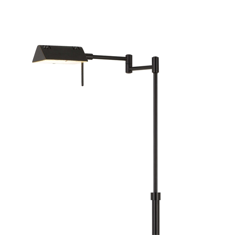 Pemberly Row 10W LED Floor Lamp with Swing Arm and Dimmer in Black