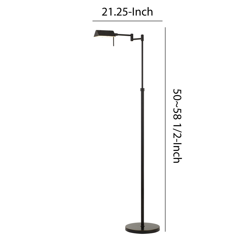 Pemberly Row 10W LED Floor Lamp with Swing Arm and Dimmer in Black