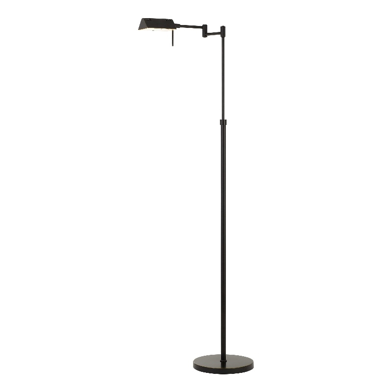 Pemberly Row 10W LED Floor Lamp with Swing Arm and Dimmer in Black