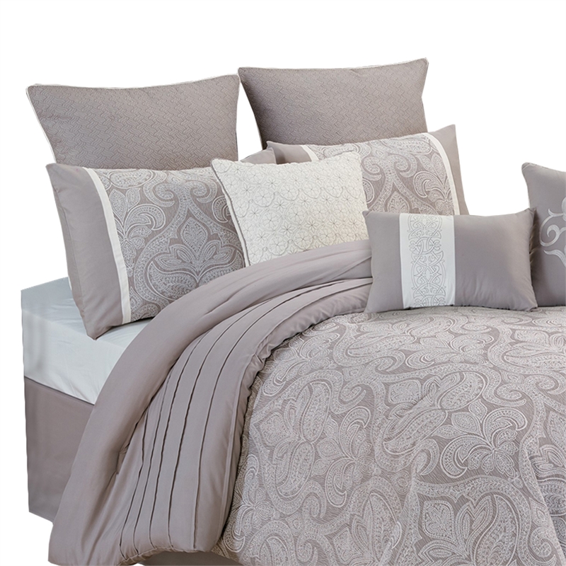 Pemberly Row 10-Piece King Comforter Set with Medallion Prints in White