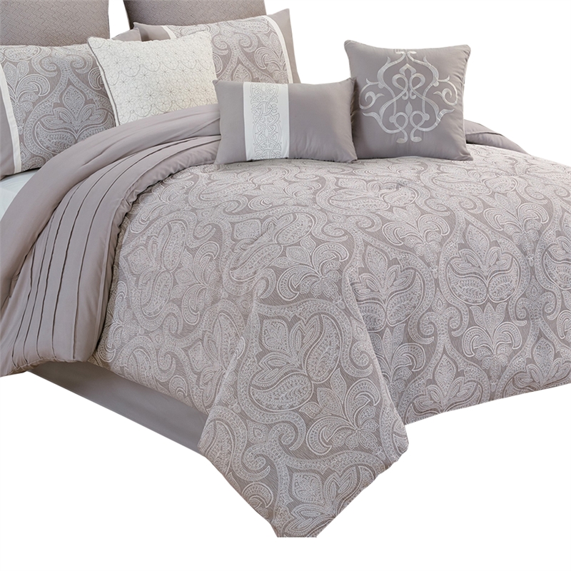 Pemberly Row 10-Piece King Comforter Set with Medallion Prints in White