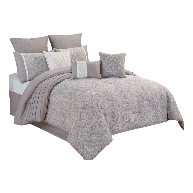 Pemberly Row 10-Piece King Comforter Set with Medallion Prints in White