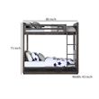 Pemberly Row Twin Over Twin Bunk Bed with 3 Drawers and Guardrails in Gray