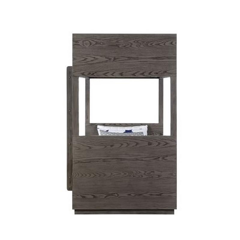 Pemberly Row Twin Over Twin Bunk Bed with 3 Drawers and Guardrails in Gray