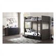 Pemberly Row Twin Over Twin Bunk Bed with 3 Drawers and Guardrails in Gray