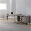 Pemberly Row L-Shaped Writing Desk with 2 Doors and 6 Compartments in Gray