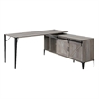 Pemberly Row L-Shaped Writing Desk with 2 Doors and 6 Compartments in Gray