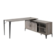 Pemberly Row L-Shaped Writing Desk with 2 Doors and 6 Compartments in Gray