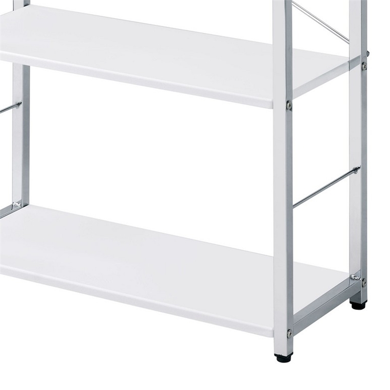 Pemberly Row Bookshelf with X-Shaped Bar and Frame in Chrome and White