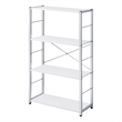 Pemberly Row Bookshelf with X-Shaped Bar and Frame in Chrome and White