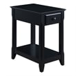 Pemberly Row Wood Accent Table with 1 Drawer and Bottom Shelf in Black
