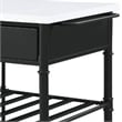 Pemberly Row Kitchen Island with Marble Top & 2 Drawers in Black and White
