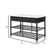 Pemberly Row Kitchen Island with Marble Top & 2 Drawers in Black and White