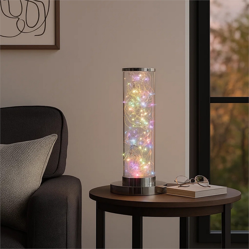 Pemberly Row Column Table Lamp with Multicolor LED 750 Lumen 8W in Clear