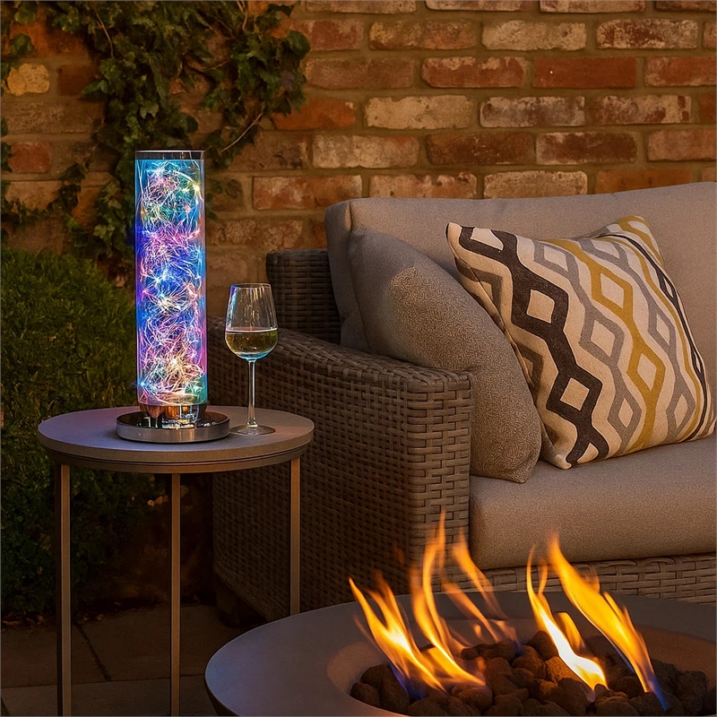 Pemberly Row Column Table Lamp with Multicolor LED 750 Lumen 8W in Clear