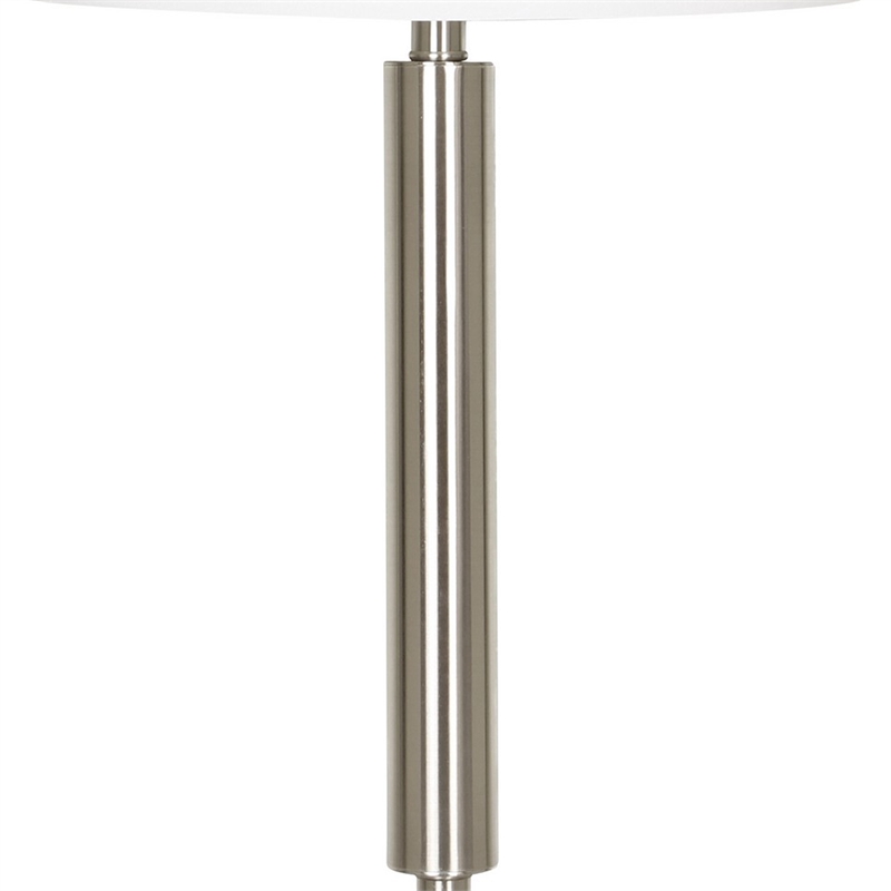 Pemberly Row 100W Table Lamp with Drum Shade and Outlet in White & Silver