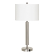 Pemberly Row 100W Table Lamp with Drum Shade and Outlet in White & Silver