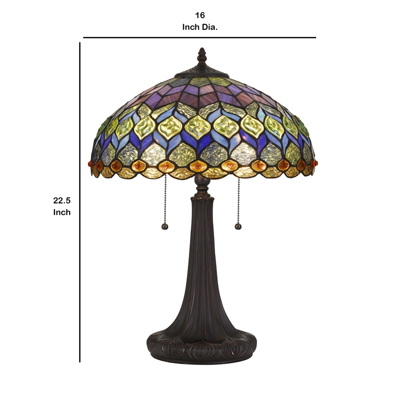 Pemberly Row Table Lamp with Engraved Base and Pull Chains in Multicolor