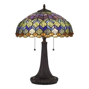 Pemberly Row Table Lamp with Engraved Base and Pull Chains in Multicolor