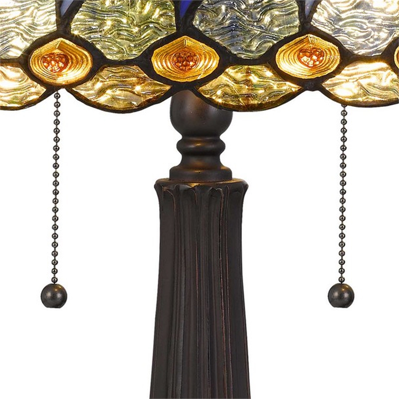 Pemberly Row Table Lamp with Engraved Base and Pull Chains in Multicolor