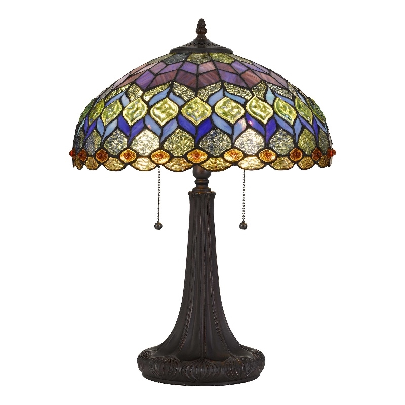 Pemberly Row Table Lamp with Engraved Base and Pull Chains in Multicolor