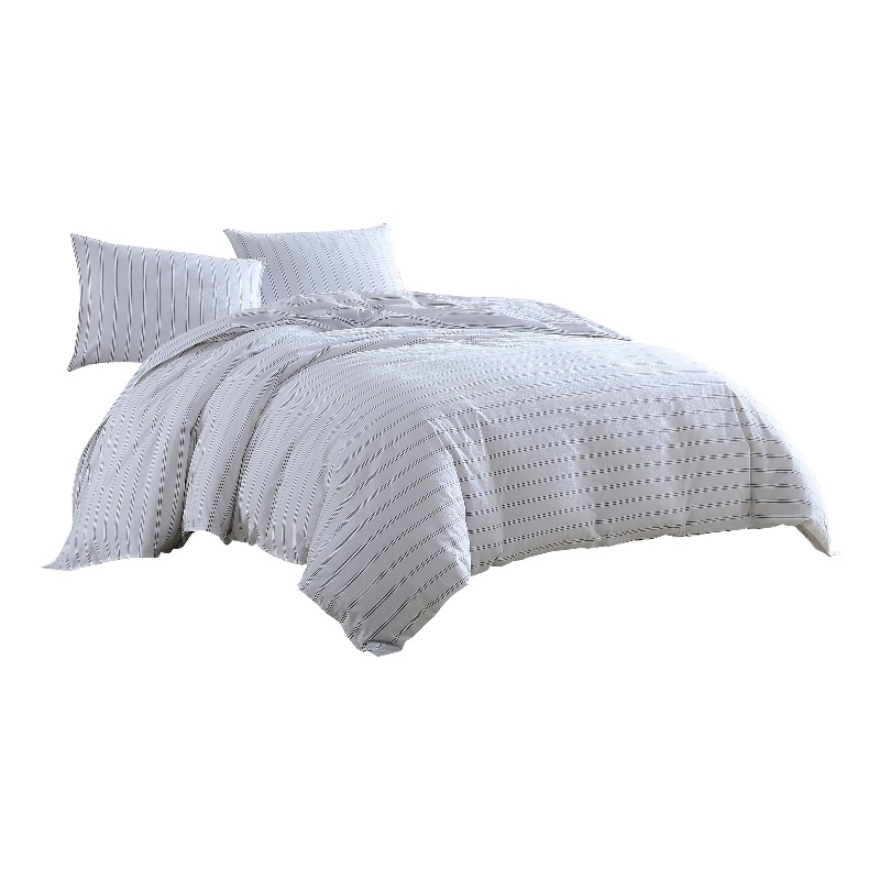 Pemberly Row 3-Piece Queen Comforter Set with Pinstripe in White and Black