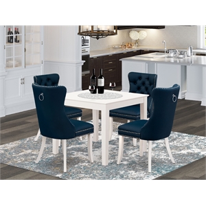 Pemberly Row 5-Piece Kitchen Table Set in Linen White and Navy Blue